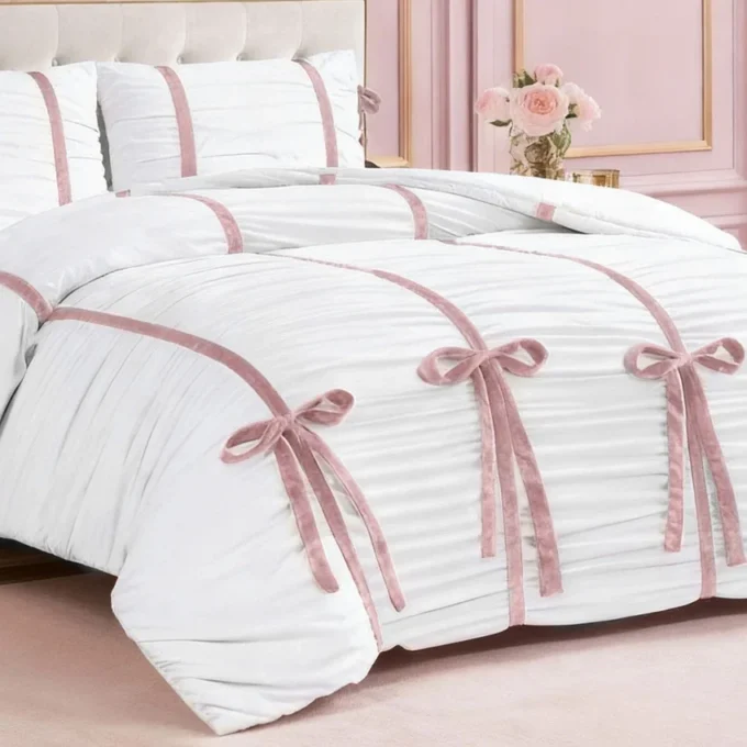 Amelie Bows Ruched Comforter Set