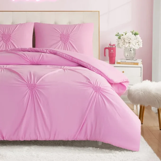 Amora Gathered Heart Comforter Set