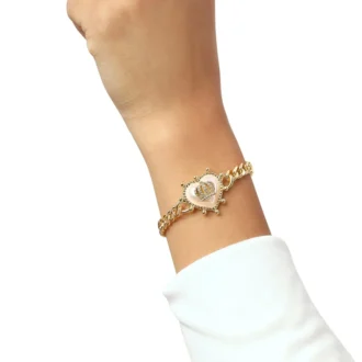 Crown Heart Charm Chain Bracelet