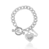 Crystal Heart Charm Toggle Bracelet