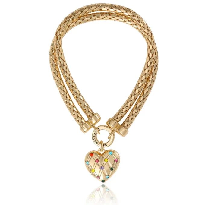 Double Chain Heart Padlock Bracelet