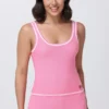 Embroidered Tipped Tank Top