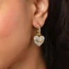 Heart Charm Hoop Earrings with Crystal Accents