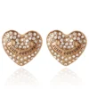 Heart Stud Earrings with Crystal Accents