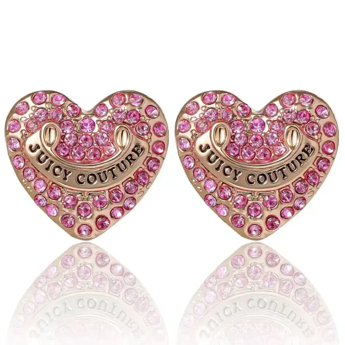 Heart Stud Earrings with Crystal Accents