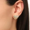 Heart Stud Earrings with Crystal Accents