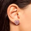 Heart Stud Earrings with Crystal Accents