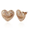 Heart Stud Earrings with Crystal Accents