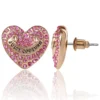 Heart Stud Earrings with Crystal Accents