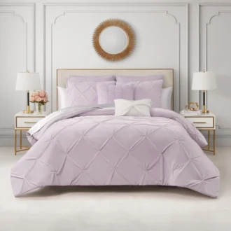 Kiss Pleat Micromink Comforter Set with Decorative Pillows