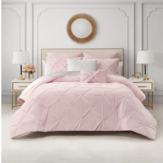 Kiss Pleat Micromink Comforter Set with Decorative Pillows