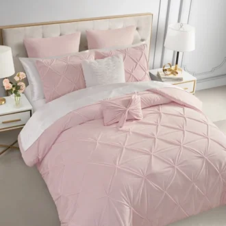 Kiss Pleat Micromink Comforter Set with Decorative Pillows