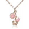 Layered Charm Necklace with Pink Enamel Accents