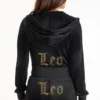 Leo Customizable Big Bling Velour Hoodie
