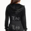 Leo Customizable Big Bling Velour Hoodie