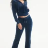 Aquarius Customizable Big Bling Velour Track Pants