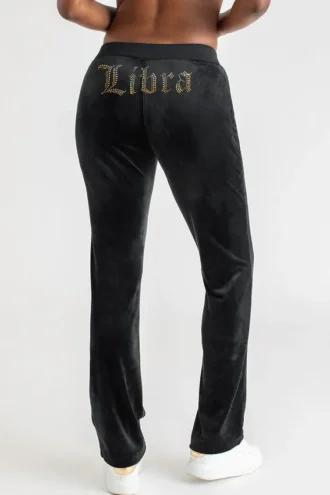 Libra Customizable Big Bling Velour Track Pants