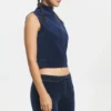 Mockneck Cotton Velour Zip-Up Vest