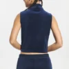 Mockneck Cotton Velour Zip-Up Vest