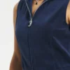 Mockneck Cotton Velour Zip-Up Vest