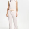 Mockneck Cotton Velour Zip-Up Vest