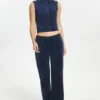 Mockneck Cotton Velour Zip-Up Vest