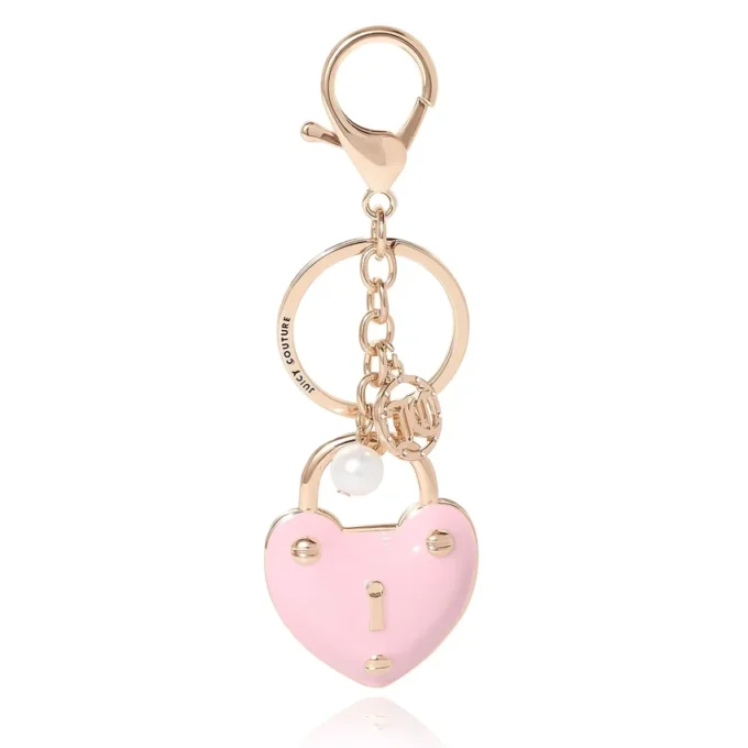 Pink Padlock Heart Keychain Bag Charm