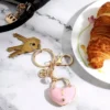 Pink Padlock Heart Keychain Bag Charm