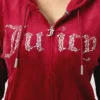 Plus-Size Front Mixed Crystals Velour Hoodie