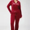 Plus-Size Front Mixed Crystals Velour Hoodie