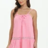 Towel Terry Lace Trim Tiered Dress