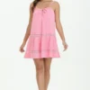 Towel Terry Lace Trim Tiered Dress