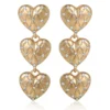 Triple Heart Drop Earrings