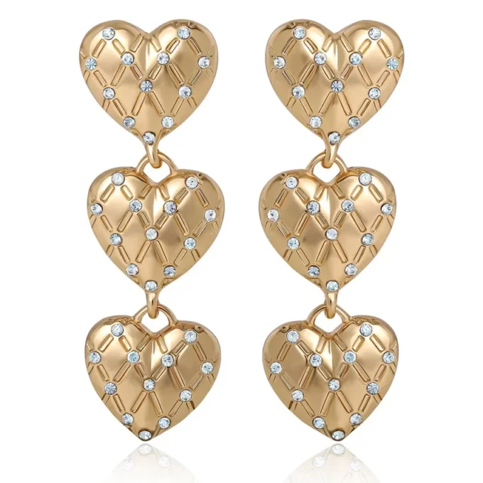 Triple Heart Drop Earrings
