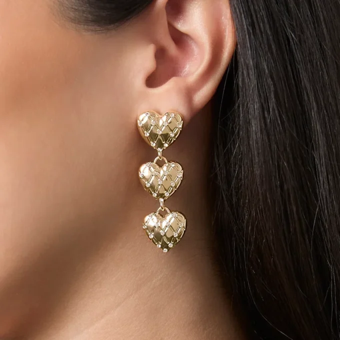 Triple Heart Drop Earrings